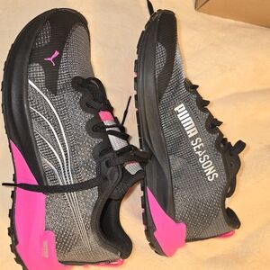 Puma Black and Pink Athletic Shoes with Rugged Sole